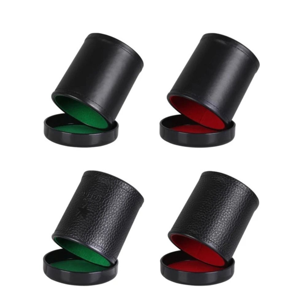 Party Games Using Cups - ถ้วยใส่ลูกเต๋าคุณภาพสูง นุ่มสบาย มีฝาปิด บุหนังสีเขียวแดง ใช้งานได้ดีสำหรับเกมกระดาน สีดำ