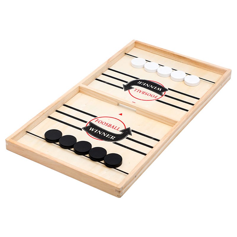 Party Games Board Game - เกมกระดานไม้ 2-in-1 ฮอกกี้น้ำแข็งและหมากรุก ขนาดใหญ่ เกมส่งลูกเร็ว สำหรับเล่นบนโต๊ะ