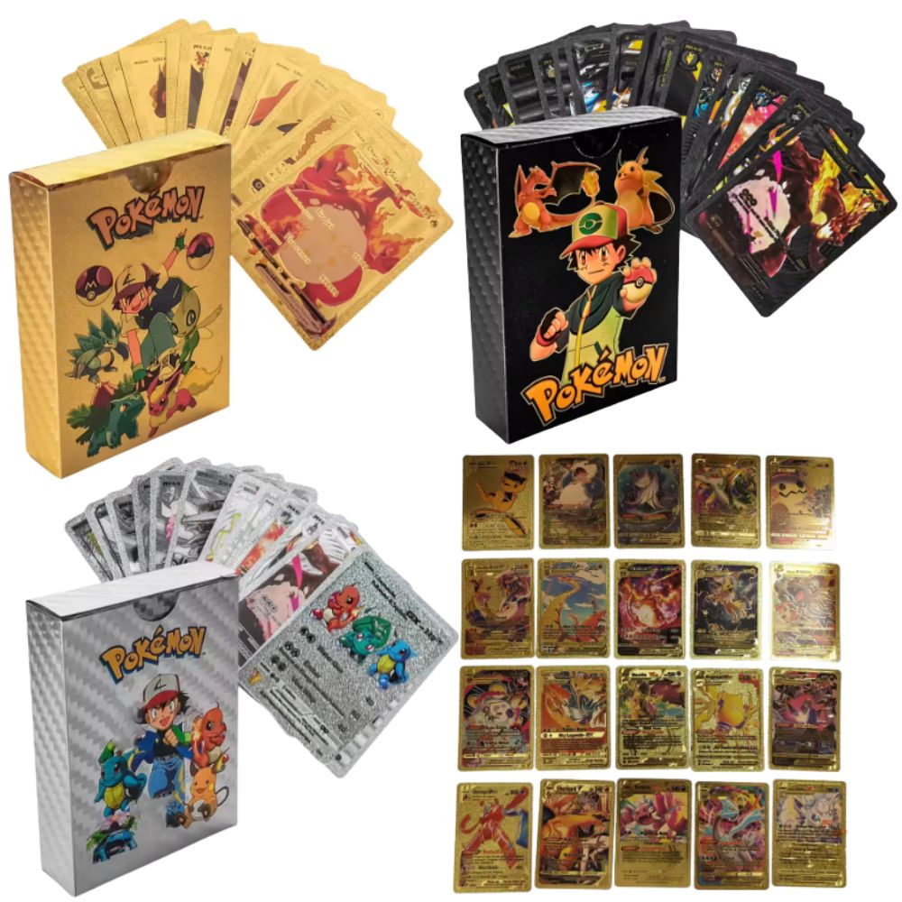 Party Games Board Game - การ์ดโปเกมอน 55 ใบ Vmax GX กล่องฟอยล์ทองคำ
