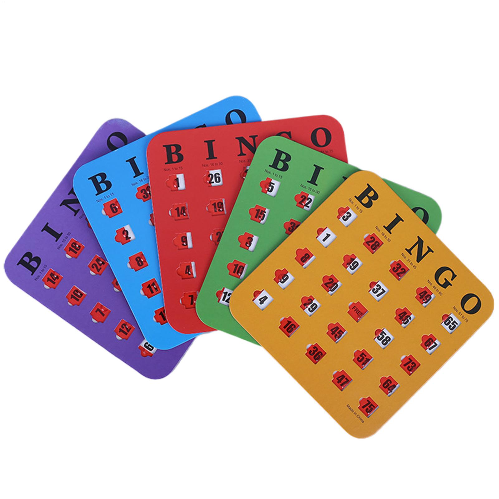 Party Games Board Game - การ์ดเกมบิงโกแบบเลื่อนได้ 5 ชิ้น พร้อมบัตรปิดตาและตัวเลื่อน, การ์ดเกมปริศนาฝึกตรรกะ, การ์ดลอตเตอรี่,