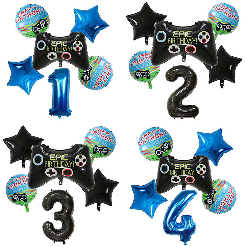 Party Games Kids Birthday - ลูกโป่งฟอยล์รูปเกมแพด 6 ชิ้น สำหรับตกแต่งงานวันเกิด ธีมปาร์ตี้ ของเล่นเด็ก