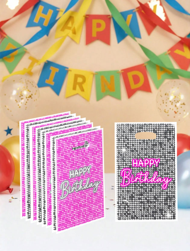 Party Games Gender Reveal - ถุงของขวัญปาร์ตี้ 20 ชิ้น/40 ชิ้น สไตล์กลิตเตอร์เลื่อม ตัวอักษรสุขสันต์วันเกิด