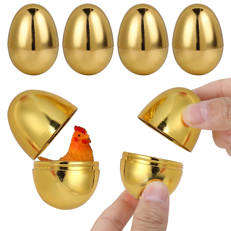 Party Games Egg - ไข่อีสเตอร์สีทอง 6 ชิ้น กล่องของขวัญพลาสติก ไข่อีสเตอร์เปล่า ของรางวัลเกมปาร์ตี้