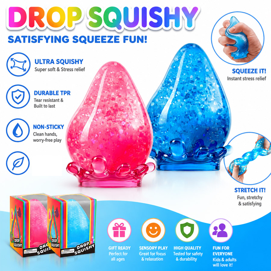 Party Games Graduation - ของเล่นบีบลดความเครียดรุ่นใหม่ปี 2026 แบบนุ่ม รูปทรงหยดน้ำและลูกบาศก์ บรรเทาความวิตกกังวล ของขวัญสำหรับออฟฟิศ