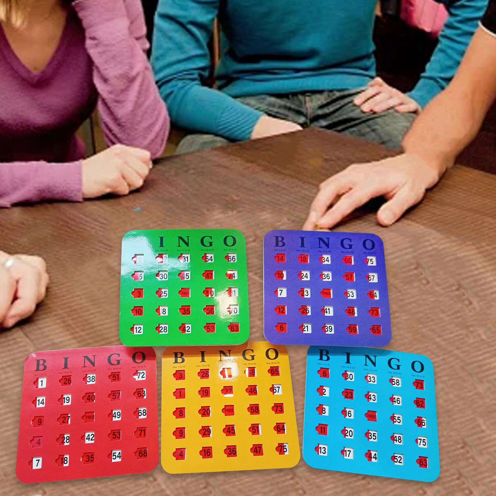 Party Games Large Groups - บัตรบิงโกแบบสไลด์ 5 ชิ้น พิมพ์ใหญ่ อ่านง่าย เกมปาร์ตี้สนุกๆ