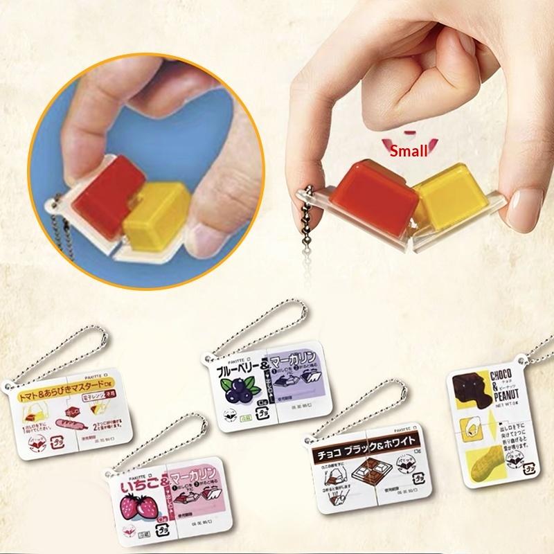 Party Games Questions - ของเล่นจับเล่นมินิแจมสแนป ธีมอาหาร ทำจากซิลิโคนนุ่ม ใช้เป็นพวงกุญแจ ของเล่นคลายเครียดขนาดเล็กสำหรับเด็ก เหมาะสำหรับใส่ในถุงของขวัญงานปาร์ตี้
