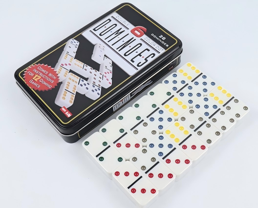 Party Games Board Game - ชุดโดมิโน ElegantMahj Double Six สำหรับผู้ใหญ่ พร้อมกล่องเหล็ก