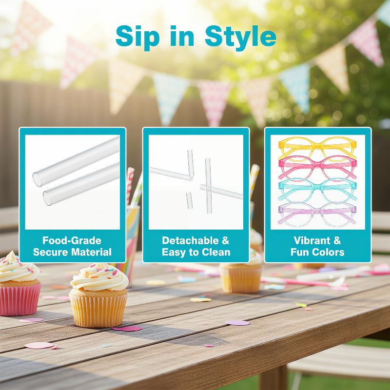 หลอดดูดน้ำรูปแว่นตาตลก 5 ชิ้น  - Party Games Kids Birthday บทวิจารณ์และราคา