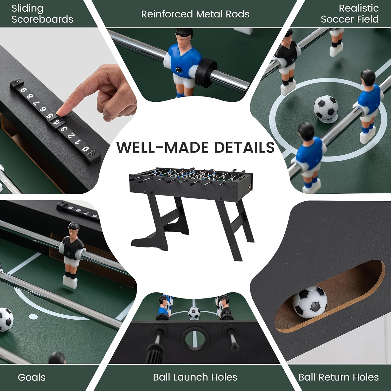 โต๊ะฟุตบอลพับได้ขนาดเต็มสำหรับ - Party Games Adults Indoor บทวิจารณ์และราคา